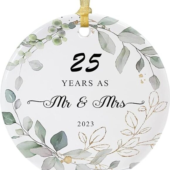 Happy 25th Anniversary Ceramic Ornament 2023 Christmas - BRAND NEW - Picture 1 of 11
